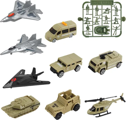 Miniatura 4 de deAO Portaaviones de juguete con soldados del ejército a escala, aviones de guerra, buques de guerra, vehículos militares, acorazados, aviones
