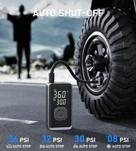 Miniatura 3 de Inflador de neumáticos portátil, compresor de aire, mini bomba de aire inalámbrica de 150 PSI con presión digital, bomba de bicicleta, inflador