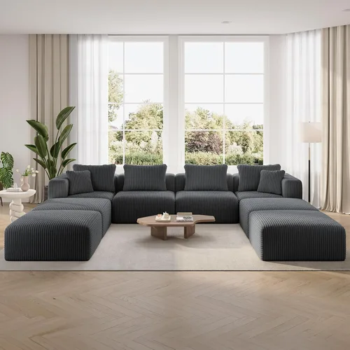 Miniatura 21 de Novilla 141" Sofá seccional modular, sofá seccional moderno en forma de nube con soporte Smarts Coil™, sofá sin huesos en forma de U para sala