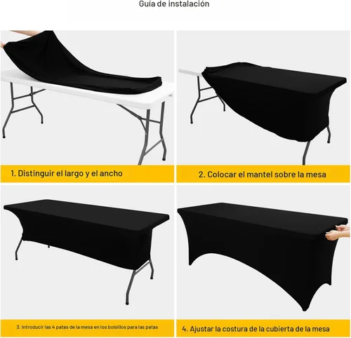 Miniatura 5 de Smiry Paquete de 2 manteles de elastano de 6 pies, fundas de mesa elásticas ajustables extensibles, lavables y sin arrugas, rectangulares para mesa