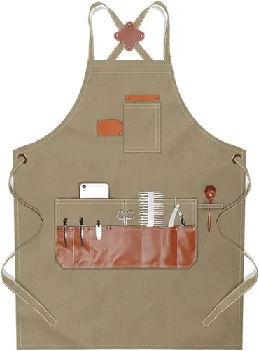 Miniatura 12 de boshiho Delantal de pintura para adultos, hebilla ajustable, delantal de barbero con bolsillos para mujeres/hombres/unisex, delantal de trabajo