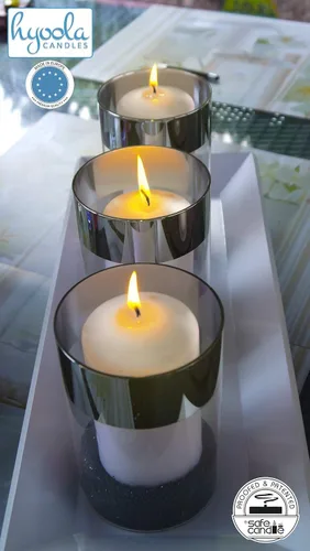 Miniatura 5 de HYOOLA Velas de pilar blancas 2x3 pulgadas - Paquete de 12 velas de pilar sin perfume a granel - Fabricadas en Europa