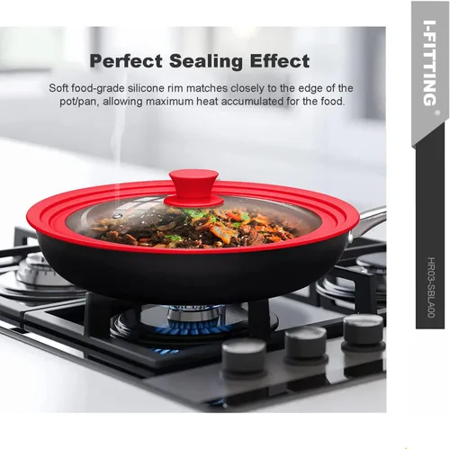 Miniatura 2 de HR Huare Technology - Tapa universal para olla, sartén, sartén para utensilios de cocina de 11 pulgadas, 12.5 pulgadas, tapa de silicona apta