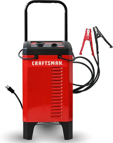 CRAFTSMAN Cargador de batería de coche manual con ruedas 6A y arrancador de motor de 175A, solución 2 en 1, control por temporizador, impulso de 25
