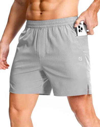 Miniatura 64 de GGJ Pantalones cortos deportivos ligeros para hombre con 2 bolsillos con cremallera de 7/5/9 pulgadas, pantalones cortos de tenis de secado rápido