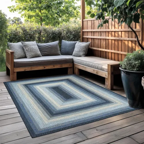 Miniatura 86 de Alfombra ovalada trenzada gris humo de 20 x 30 pulgadas, lavable para interiores y exteriores, decoración campestre para cocinas y entradas