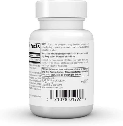 Miniatura 4 de Source Naturals B 12 60 Tb Metilcobalamina, 60 CT