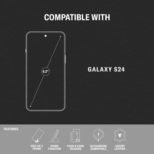 Miniatura 2 de TORRO Funda compatible con Samsung Galaxy S24 5G – Funda de piel premium tipo cartera con función atril y ranuras para tarjetas