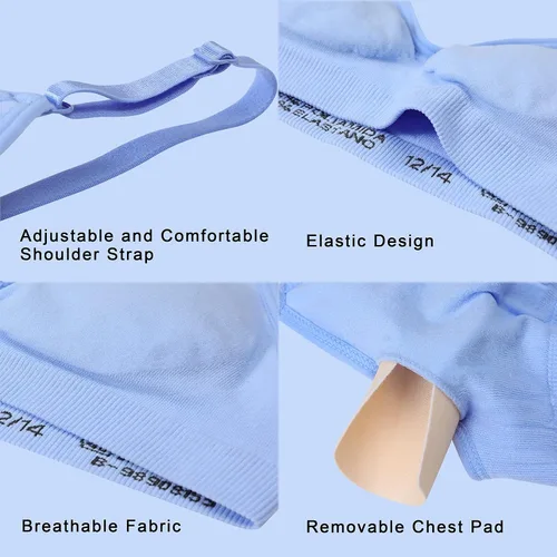 Miniatura 4 de HIVOF Sujetador camisola cómodo para niñas con correas finas ajustables, paquete de 5