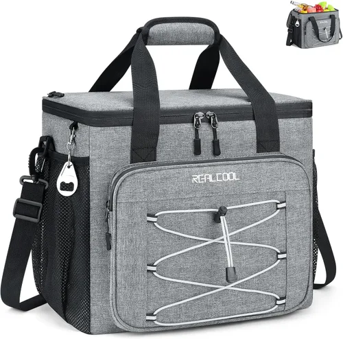 RealCool Bolsa térmica suave de 35/45 latas, hielera plegable aislada a prueba de fugas, lonchera grande para hombres y mujeres, enfriador de lados