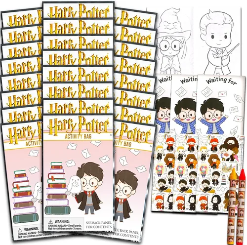 Harry Potter Juego de recuerdos de fiesta de cumpleaños, paquete con 24 paquetes de Harry Potter Play | Mini libros para colorear, calcomanías y más