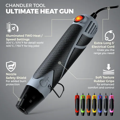 Miniatura 2 de Pistola de calor para manualidades, mini pistola de aire caliente de doble temperatura para resina epoxi, envoltura retráctil, envoltura de vinilo
