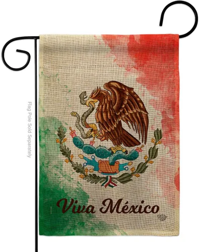 Viva Mexico - Bandera de arpillera para jardín, nación regional, internacional, país, área particular, pequeña, decorativa, regalo, patio, casa,