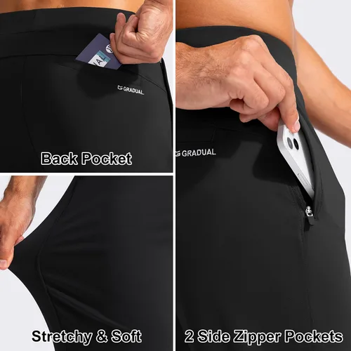 Miniatura 5 de G Gradual Pantalones deportivos de golf para hombre con bolsillos con cremallera pantalones elásticos ajustados para correr para hombre