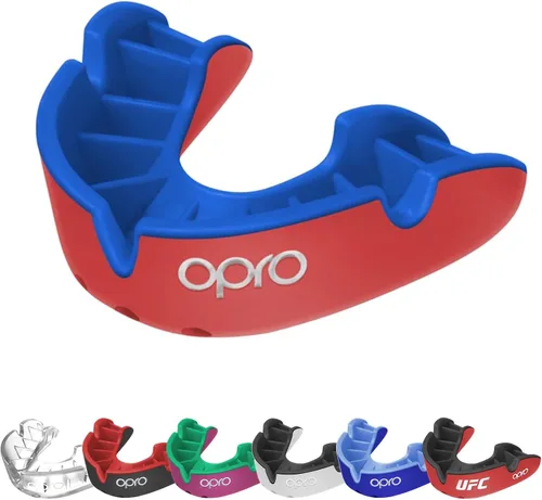 Miniatura 13 de OPRO Protector bucal moldeable de nivel plateado, ajuste esencial (negro/rojo) para niños y jóvenes, protector bucal de boxeo para artes marciales