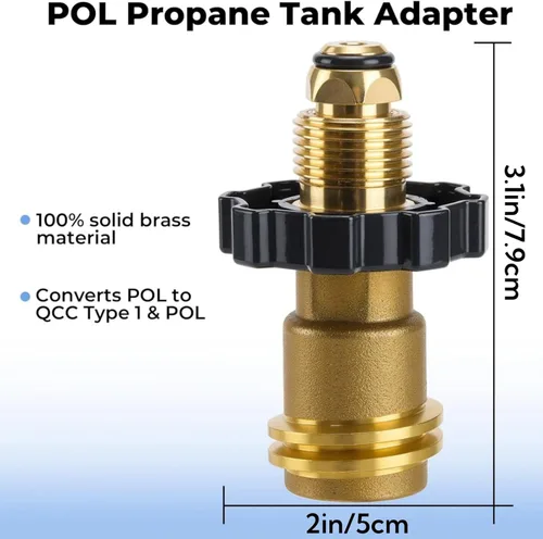 Miniatura 6 de Adaptador universal de tanque de propano que convierte POL a QCC1 / Tipo 1, POL a conector de propano QCC