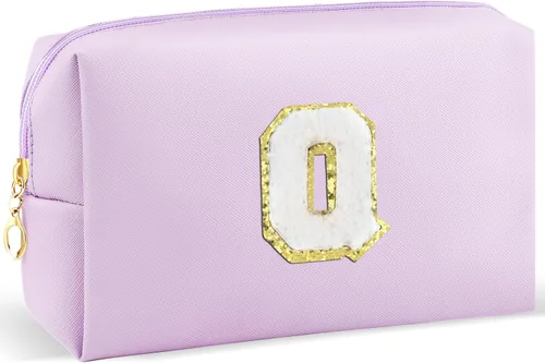 Miniatura 83 de URSKYTOUS Regalos para niñas, bolsa de maquillaje con inicial, bolsa de cosméticos personalizada con cremallera, bonita bolsa de aseo de viaje, Azul