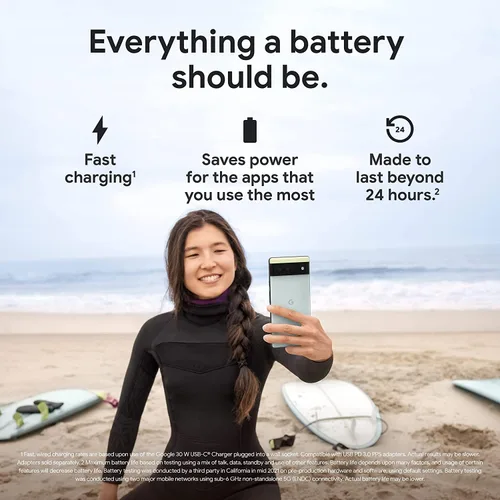 Miniatura 3 de Google Pixel 6 - Teléfono Android 5G, teléfono inteligente desbloqueado con lente ancha y ultraancha, 128 GB, color negro tormentoso