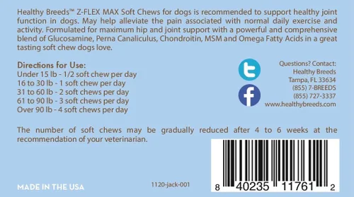 Miniatura 62 de Healthy Breeds Great Pyrenees Z-Flex Max - Masticables suaves para cadera y articulaciones, 50