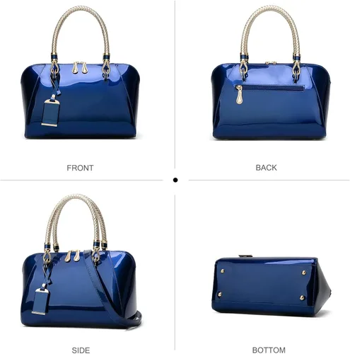 Miniatura 5 de NICOLE & DORIS Bolsos de mano para mujer, bolsos de mano de charol con asa superior, elegantes bolsos de noche, bolsos de hombro pequeños