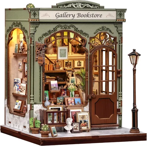 Miniatura 15 de CUTEBEE - Kit de rincón de libros - Kit de casa de muñecas en miniatura DIY para adultos, decoración de estantería de casa pequeña Booknook