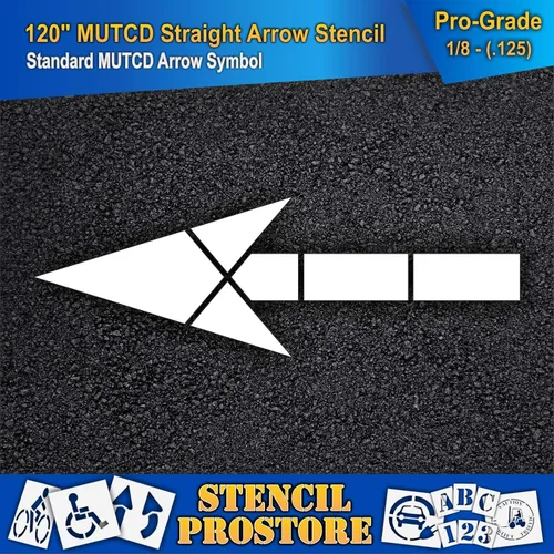 Miniatura 3 de Plantillas de pavimento – 120 pulgadas – Plantilla de flecha recta para MUTCD, FHWA, Road & HWY DOT – (2 piezas) – 120 pulgadas x 42 pulgadas x 1/8