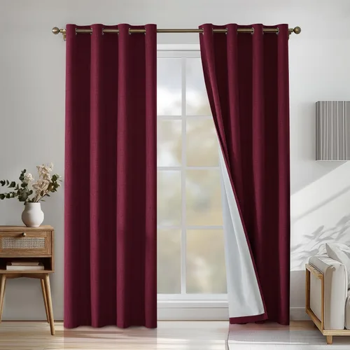 Miniatura 54 de Cortinas de lino 100% opacas para dormitorio, cortinas opacas de 45 pulgadas de largo, cortinas de oscurecimiento de habitación para sala de estar