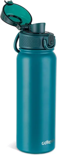 Miniatura 16 de GOPPUS Botella de agua de acero inoxidable aislada de 20 oz sin BPA, excelente para viajes, con tapa para beber - A prueba de fugas y sudor con tapa