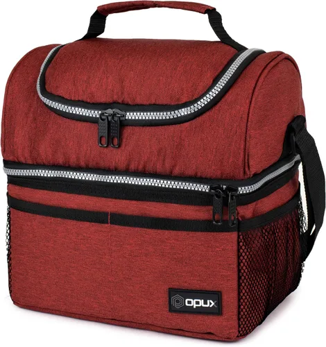 Miniatura 13 de OPUX Lonchera para mujeres, bolsa de almuerzo grande aislada para adultos, trabajo, doble cubierta, lonchera para preparar comidas, compartimento