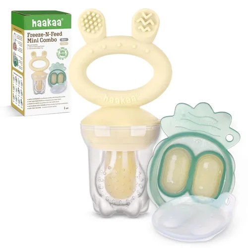 Miniatura 13 de Haakaa Comedero de alimentos para frutas y mini congelador, moldes para paletas de leche materna para alivio de enfriamiento del bebé, alimentador