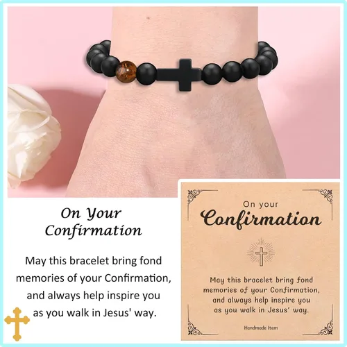 Miniatura 5 de To Mens Boys Beaded Cross Bracelet Gifts for Dad, Bonus Dad, Uncle, Son, Nephew, Grandson - Fathers Day Birthday Christmas Gifts First Communion