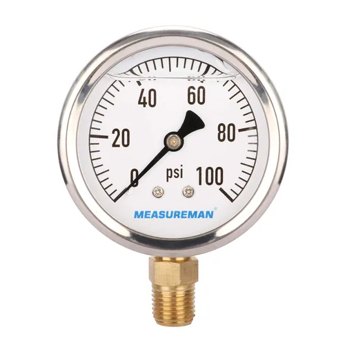 Miniatura 16 de MEASUREMAN - Manómetro de plomería relleno de glicerina, tamaño del dial de 2.5 pulgadas, 0 a 160 psi, caja de acero inoxidable, montaje trasero NPT