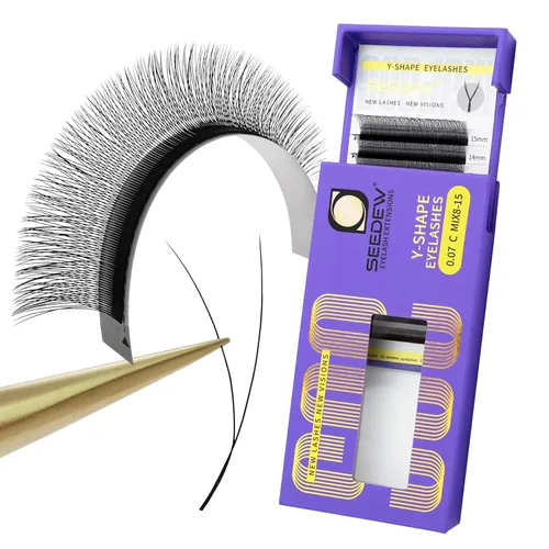 Miniatura 14 de YY - Extensiones de pestañas, racimos de pestañas de aspecto natural, bandeja de pestañas en forma de Y, tiras de pestañas de práctica, suministros
