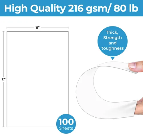 Miniatura 2 de 100 hojas de papel de cartulina blanca - Ohuhu 11 x 17 papel de cartulina ecológico para legales, papel de impresora para hacer tarjetas DIY