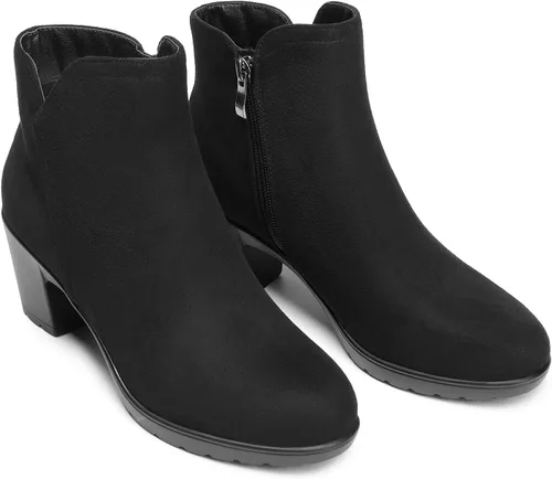 Miniatura 3 de DREAM PAIRS Botines de tacón bajo y grueso para mujer, con puntera de almendra, para otoño, botas cortas