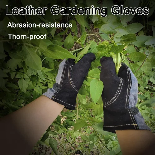 Miniatura 6 de Guantes de cuero para jardinería para hombres, guantes de trabajo para soldadura, construcción, motosierra, granja, rancho, trabajo en el patio