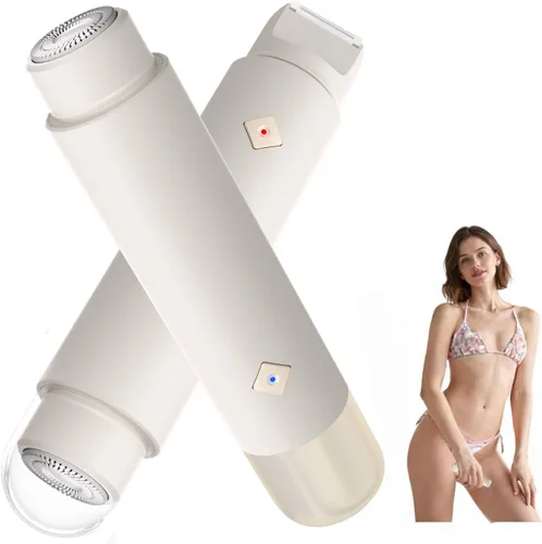 Miniatura 9 de Recortadora de bikini 2 en 1 para mujer, afeitadora eléctrica impermeable sin dolor para mujeres, afeitadora eléctrica de viaje de doble cabeza