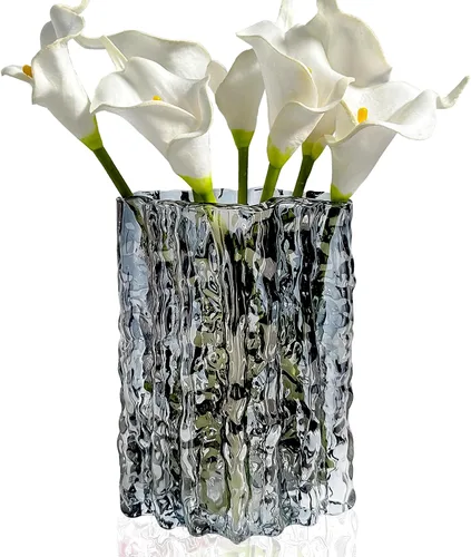 Miniatura 8 de Aoderun Jarrón de cristal de cristal resistente para mesa de comedor, cocina, oficina, hogar, estante, boda, sala de estar, centros de mesa (ámbar)