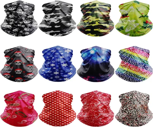 Miniatura 17 de Paquete de polainas para el cuello, máscara facial UV, pasamontañas, pasamontañas, bufanda mágica, diadema para la cabeza para mujeres y hombres