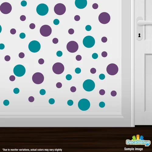 Miniatura 2 de Pegatinas de pared de vinilo púrpura/turquesa - círculos de 2 y 4 pulgadas (30 calcomanías)