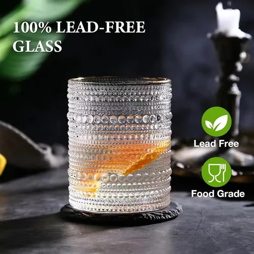 Miniatura 2 de Hlukana Juego de 8 Vasos Vintage Hobnail para Beber, Vasos Highball de 12 oz y Vasos de Cóctel de 10 oz, Vasos de Agua para Cocina, Juego