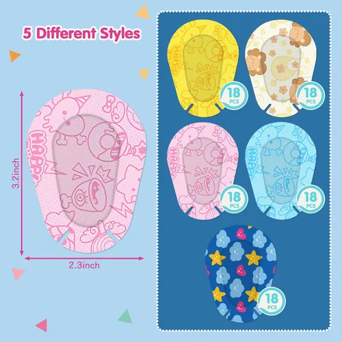 Miniatura 2 de 90 parches adhesivos para los ojos para niños, adolescentes, almohadillas adhesivas desechables para niños y niñas