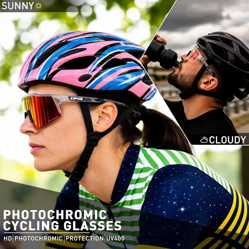 Miniatura 2 de KAPVOE Gafas de ciclismo fotocromáticas MTB Gafas de sol transparentes para bicicleta de montaña, gafas de transición, deportes de béisbol y correr