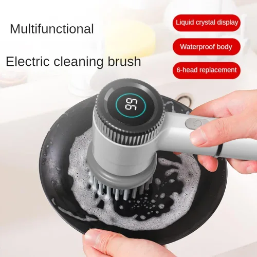 Miniatura 2 de Cepillo de limpieza eléctrico eléctrico inalámbrico con 5 cabezales de cepillo de repuesto para cocinas de baño