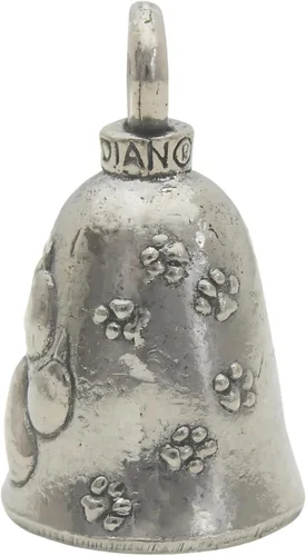 Miniatura 2 de Guardian Bell "Dog Paw Good Luck Bells con llavero y bolsa de regalo de terciopelo negro Campana de motocicleta Advertencia de oso de senderismo