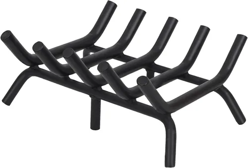Miniatura 10 de Rejilla de chimenea de 14 pulgadas resistente – Soporte para troncos de chimenea Rejilla de hierro fundido Estante para estufa de leña Bandeja