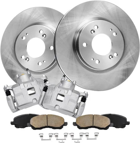 Miniatura 11 de Detroit Axle - Kit de frenos delanteros para Honda Civic 1999-2005 EL 2010-14 Insight Rotores de freno de disco Pastillas de freno de cerámica 1999