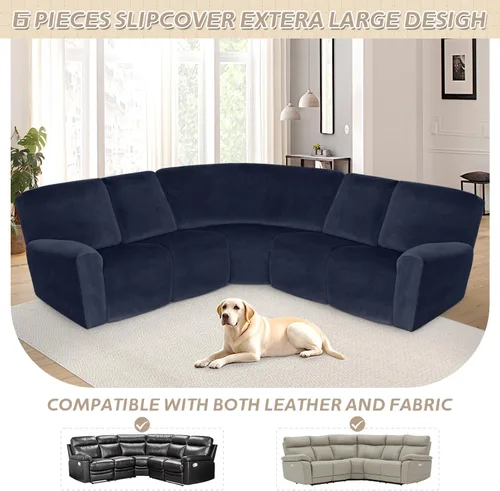 Miniatura 3 de Arfntevss - Fundas para sofá reclinable seccional, funda de terciopelo para sofá seccional de esquina para sofá reclinable, funda elástica suave