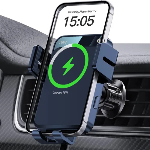 Miniatura 7 de Cargador inalámbrico para automóvil, soporte de automóvil MOKPR con sujeción automática de 15 W/10 W/7.5 W, carga rápida, ventilación de aire