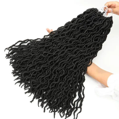 Miniatura 2 de Eliza Locs Gitanos Ondulados Ombre Cabello de Crochet 18" 8 Paquetes/Lote Locs de Diosa Fibra Sintética Locs Falsos Raíces Africanas Dreadlocs